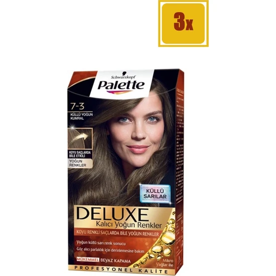 Palette Deluxe 7/3 Küllü Yoğun Kumral Saç Boyası 3'lü Set