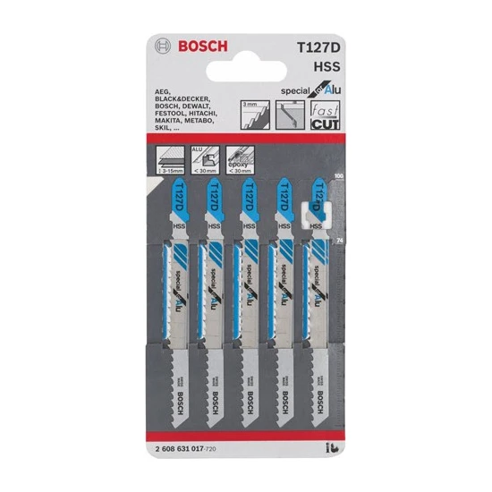Bosch  - Aluminyum İçin T 127 D Dekupaj Testeresi Bıçağı - 5'Li Paket