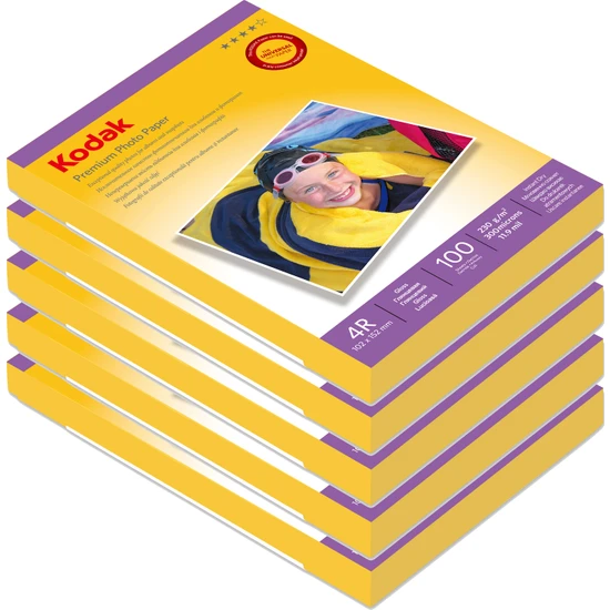 Kodak 230 Gram 10X15 Parlak 5'li Paket 500 Adet İnkjet Fotoğraf Kağıdı Kodak 230 Gram 10X15 Parlak 5'li Paket 500 Adet İnkjet Fotoğraf Kağıdı