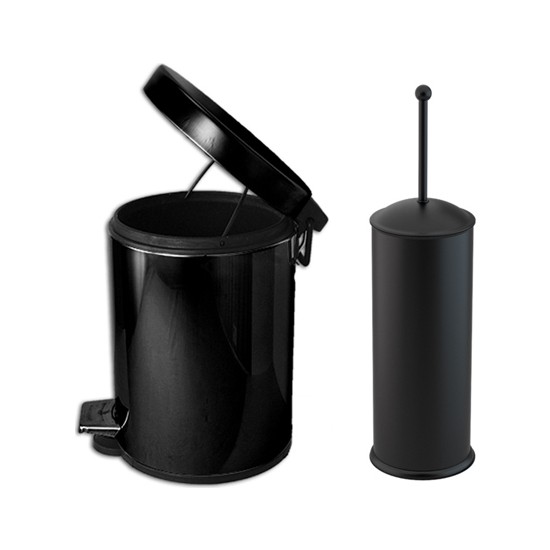 Cekinox Defne Siyah 5 lt Çöp Kovası + Klozet Fırçası Banyo Seti