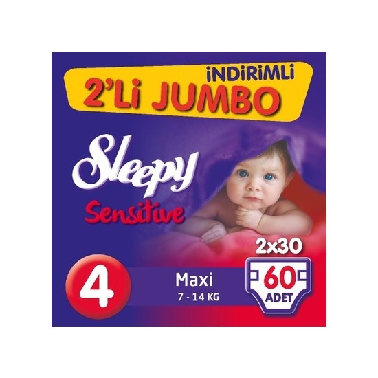Sleepy Sensitive Bebek Bezi Ikili Jumbo Paket 4 Maxi 60 Adet
