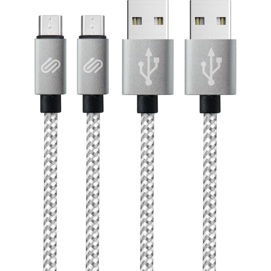 Qspeed Micro USB Şarj ve Data Kablosu Gümüş - 2'li Set (1-3 mt)
