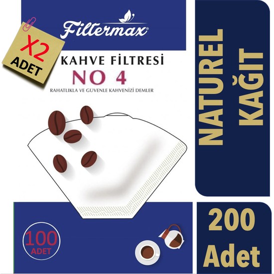Filter Max Kahve Filtre Kağıdı (Naturel) 4 Numara 200 Adet Fiyatı