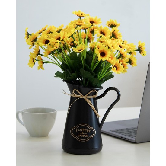 Çiçekmisin Siyah Saksıda 3 Demet Papatya Yapay Çiçek Fiyatı