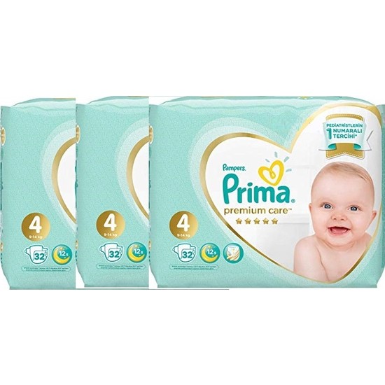 Prima Premium Care 4 Numara 32�li x 3 Paket 96 Adet Bebek