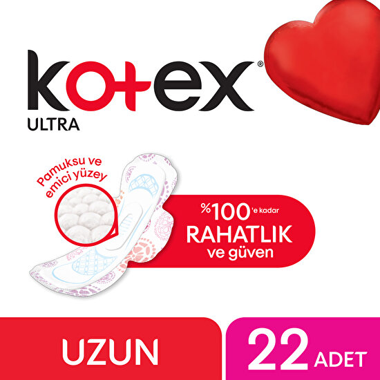Kotex Ultra Uzun Hijyenik Ped (22 Adet) - Süper Ekonomik Paket