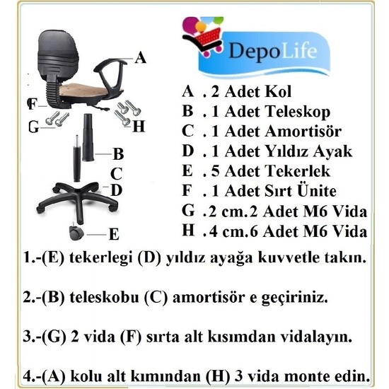 Depolife Çocuk Genç Odası Çalışma Koltuğu Döner Sandalye Fiyatı