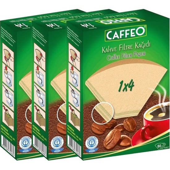 Caffeo Filtre Kahve Kağıdı 1x4 4 Numara 80'li 3'lü Paket 240 Adet