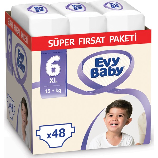 Evy Baby Bebek Bezi 6 Beden Ekstra Large Süper Fırsat Paketi 48 Adet