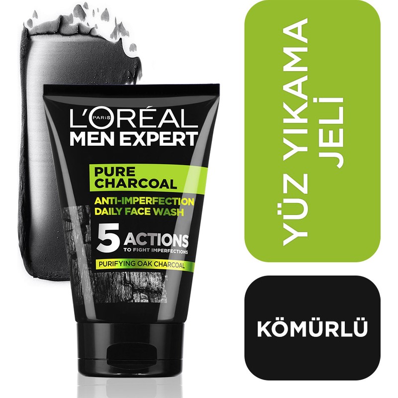 L'Oréal Paris Men Expert Pure Charcoal Cilt Problemlerine Karşi Savaşan Yüz Yikama Jeli 100Ml