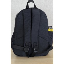 Nemo Group Dark Black Orta Boy Krinkıl Kumaş Suya Dayanıklı Siyah Klinkır Sırt Çantası / Laptop Okul Çantası