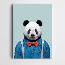 Dekolata Kırmızı Papyonlu Panda Kanvas Tablo