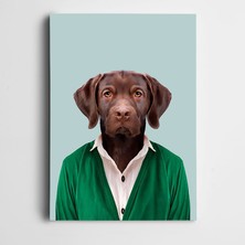 Dekolata Yeşil Üstlü Köpek Kanvas Tablo