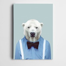 Dekolata Mavi Gömlekli Kutup Ayısı Kanvas Tablo