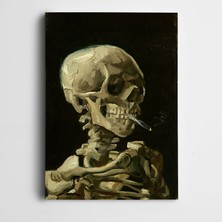 Dekolata Vincent Van Gogh Head Of A Skeleton With A Burning Cigarette Kanvas Tablo