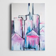 Dekolata Açık Pembe Desenler Soyut Kanvas Tablo