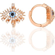 Söğütlü Silver Gümüş Rose Zirkon Taşlı Lareyn Halka Küpe