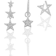 Söğütlü Silver Gümüş Rodyumlu Zirkon Taşlı Yıldızlar Kombin Küpe
