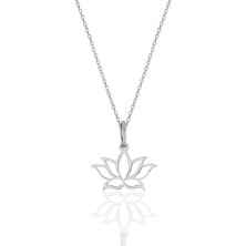 Söğütlü Silver Gümüş Rodyumlu Sonsuz Yaşamın Simgesi Lotus Çiçeği Kolye