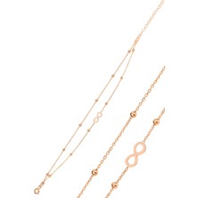 Söğütlü Silver Gümüş Rose Top Top Çift Zincirli Sonsuzluk Bileklik