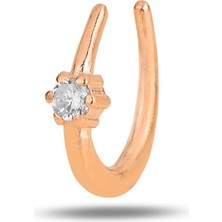 Söğütlü Silver Gümüş Rose Zirkon Taşlı Sıkıştırmalı Kıkırdak Küpe