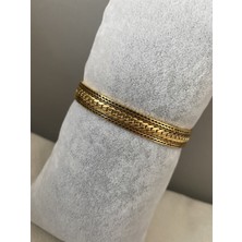 Zeyna Accessories Örgü Detaylı Vintage Kararma Yapmayan Antialerjik Çelik Kelepçe Bileklik