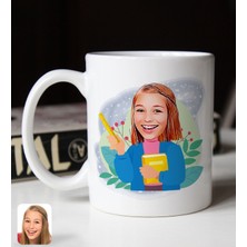 Bk Gift Kişiye Özel Öğretmen Karikatürlü Beyaz Kupa Bardak-6