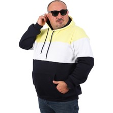 Starbattal Büyük Beden Parçalı Kapüşonlu Sweat 22736 Sarı