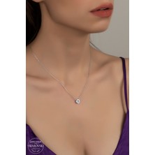 Swarovski Taşlı Gümüş Tektaş Kolye