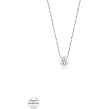 Swarovski Taşlı Gümüş Tektaş Kolye