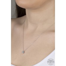 Swarovski Taşlı Gümüş Tektaş Kadın Kolye