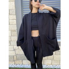 Kinua Studio - Yumuşak Dokulu Kapitone Kalın Ovre Kimono - Unisex, Cepli