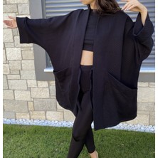 Kinua Studio - Yumuşak Dokulu Kapitone Kalın Ovre Kimono - Unisex, Cepli