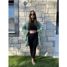 Kinua Studio - Yumuşak Dokulu Kapitone Kalın Ovre Kimono - Unisex, Cepli