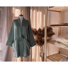 Kinua Studio - Yumuşak Dokulu Kapitone Kalın Ovre Kimono - Unisex, Cepli