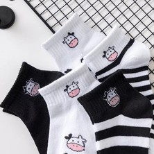 Worthy Socks 5'li Unisex   Inek Desenli Pamuklu  Bilek Çorap