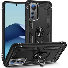 Kupa Xiaomi Mi 12 Lite Kılıf Darbe Emici Tank Armor Standlı Yüzüklü Mıknatıslı Sert Silikon Kapak