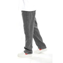 The Trend Man Baggy Düz Gri Uzun Paça Boyfriend Jeans Pantolon