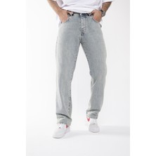 The Trend Man Baggy Düz Koyu Buz Mavi Uzun Paça Boyfriend Jeans Pantolon