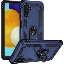 Caseart Samsung Galaxy A04S Kapak Military Yüzüklü Stantlı Panzer Tank Kılıf - Lacivert