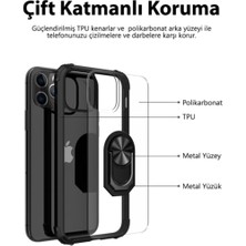 Kılıfmania Apple iPhone 14 Kapak Şeffaf Yüzüklü Kenar Korumalı Standlı Kılıf - Siyah