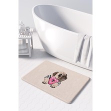 Monnhein Sevimli Tasarımlı Mikrofiber Banyo Paspası, Kaymaz Taban, Makinede Yıkanabilir (50x80 Cm)