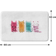 Monnhein Sevimli Tasarımlı Mikrofiber 2'li Takım Banyo Paspası, Kaymaz Taban, Makinede Yıkanabilir (40x60 Cm - 50x80 Cm)