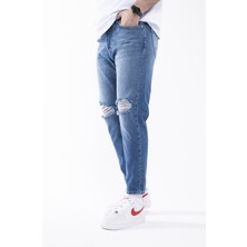 The Trend Man Eskitme Açık Mavi Boyfriend Jeans Pantolon