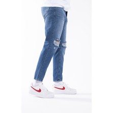 The Trend Man Eskitme Açık Mavi Boyfriend Jeans Pantolon