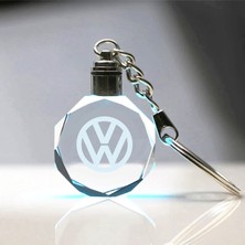 7/24 Hediye Volkswagen Logolu 2d Patlatma Kristal LED Işıklı Anahtarlık, Araba Anahtarlığı