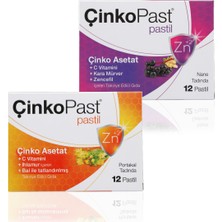 Çinkopast Ihlamur & Bal Ve Zencefil & Karamürver Iyonize Çinko Asetat Pastil 2'Li Set 24 Adet