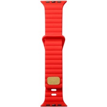 CoverZone Apple Watch 3 Ile Uyumlu Metal Toka Tasarımlı 38-40MM Strip Kabartmalı Kordon Kırmızı