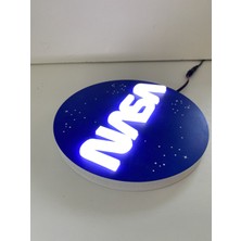Leon Işık 'uv Baskılı Nasa' Işıklı Özel Tabela - LED ile Neon Görünümlü Tabela (20X20CM)