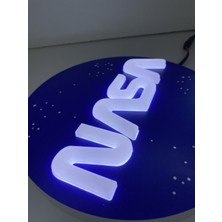 Leon Işık 'uv Baskılı Nasa' Işıklı Özel Tabela - LED ile Neon Görünümlü Tabela (20X20CM)